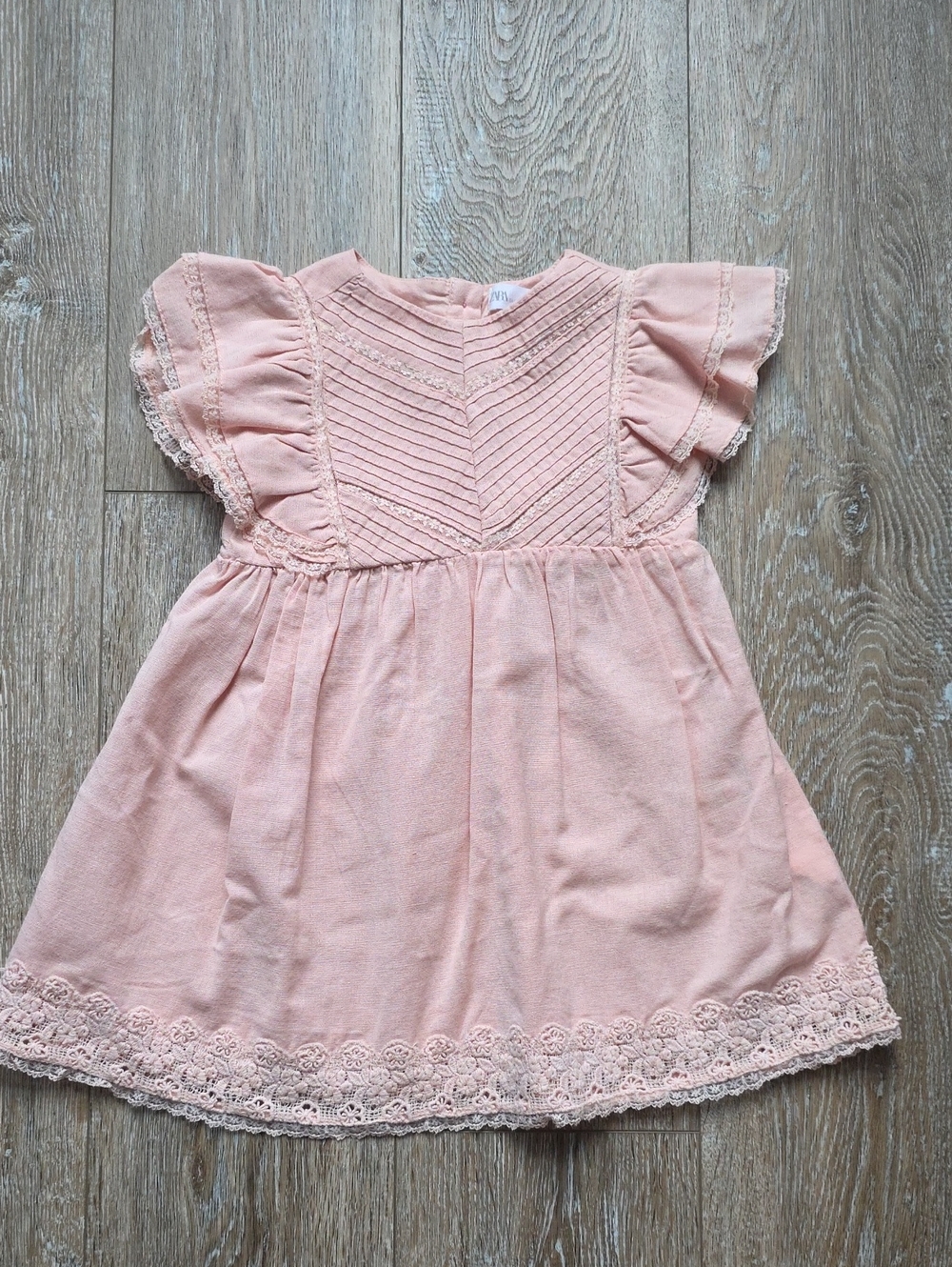 NWOT Zara Pink Lace-Trim Flutter Sleeve Dress 3-4T 104cm